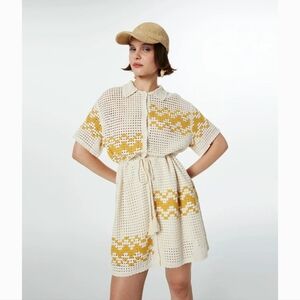Twist Crochet Shirt Dress Size 4